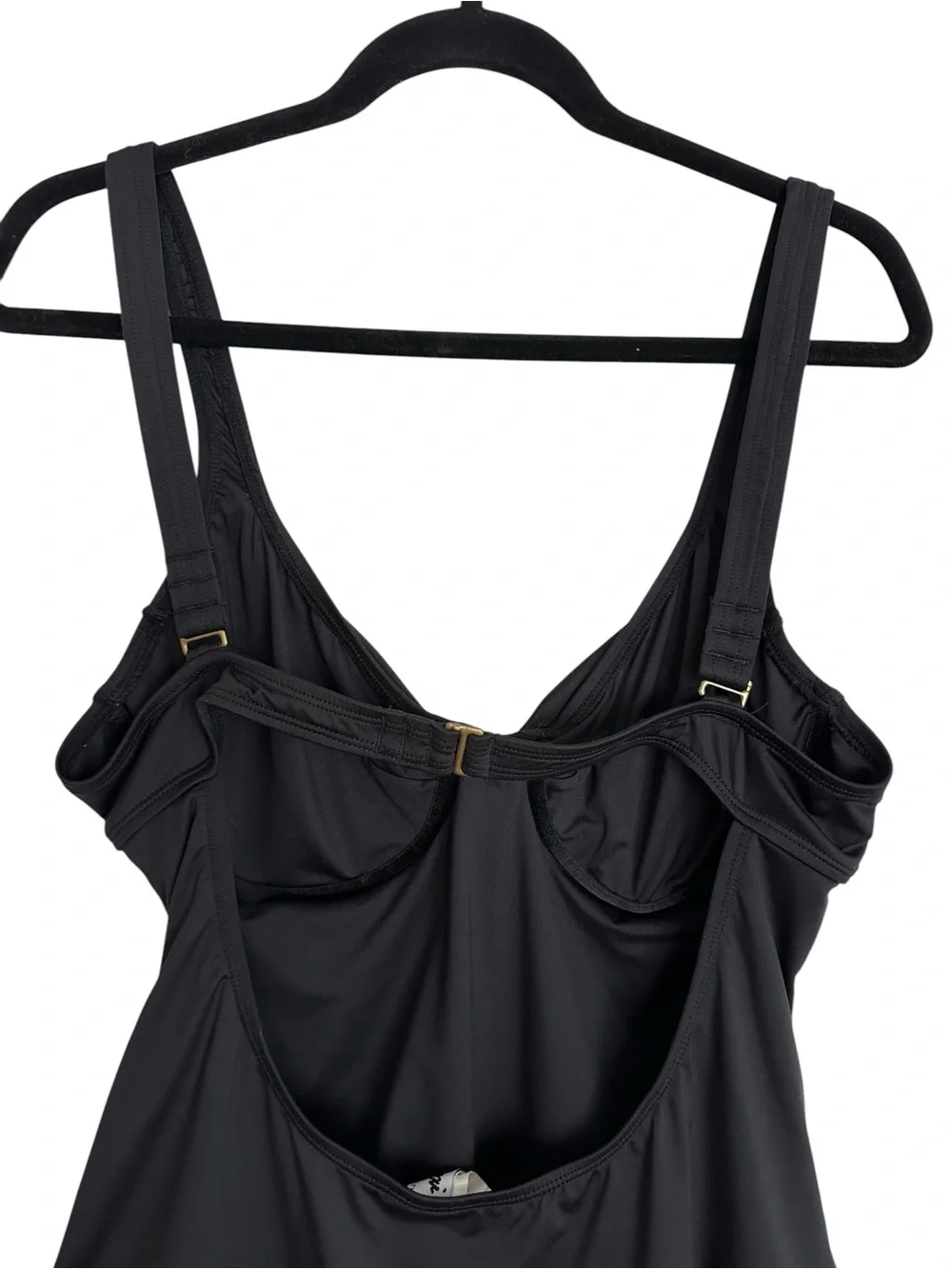 LEILANI Black One Piece Swimsuit Sz 14 Underwire Tummy Control Adjustable Straps